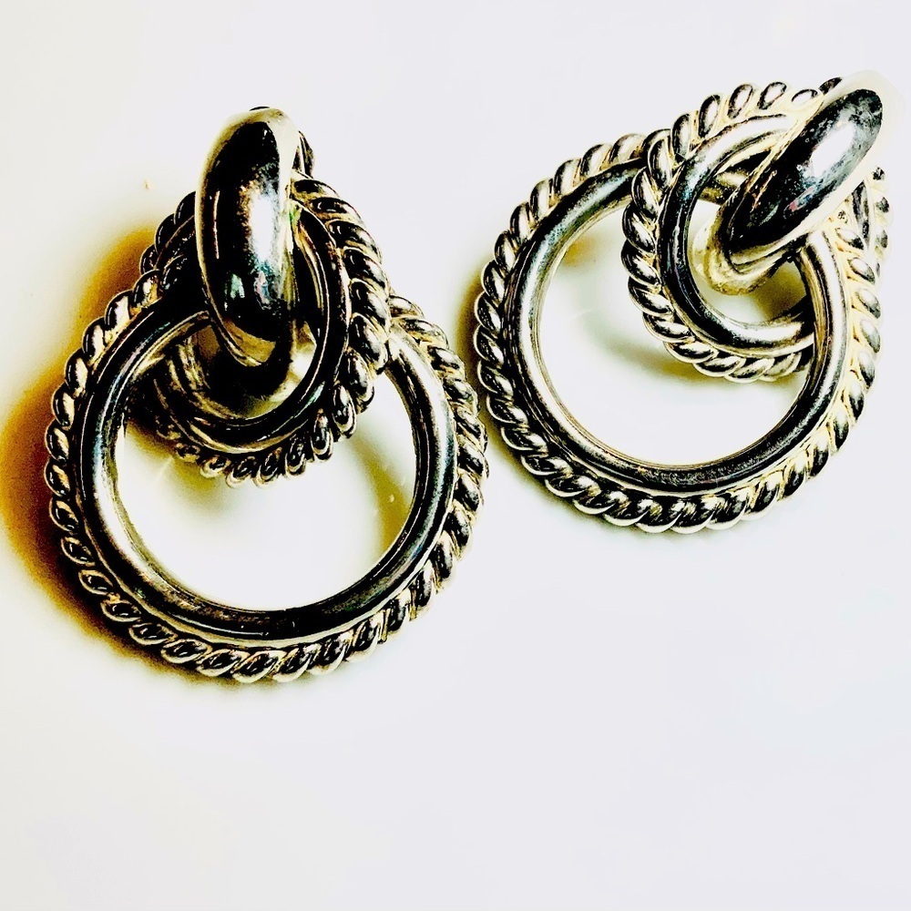 Signed GIVENCHY PARIS NEW YORK Vintage Clips Earrings Silver Tone